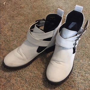 White cutout ankle booties